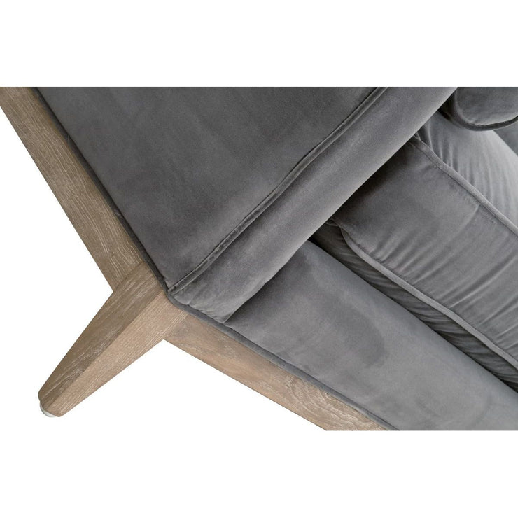 Essentials For Living Parker 86” Post Modern Sofa ~ Dark Dove Velvet, Natural Gray Oak