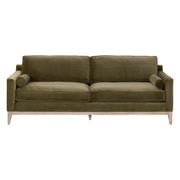 Essentials For Living Parker 86” Post Modern Sofa ~ Olive Velvet With Natural Gray Oak