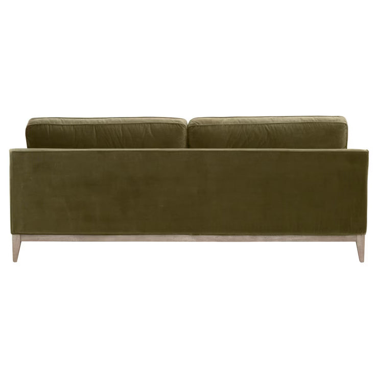 Essentials For Living Parker 86” Post Modern Sofa ~ Olive Velvet With Natural Gray Oak