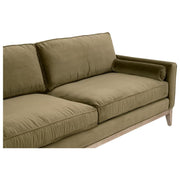 Essentials For Living Parker 86” Post Modern Sofa ~ Olive Velvet With Natural Gray Oak