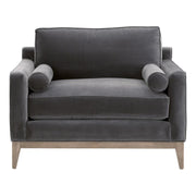 Essentials For Living Parker Post Modern Sofa Chair ~ Dark Dove Velvet With Natural Gray Oak