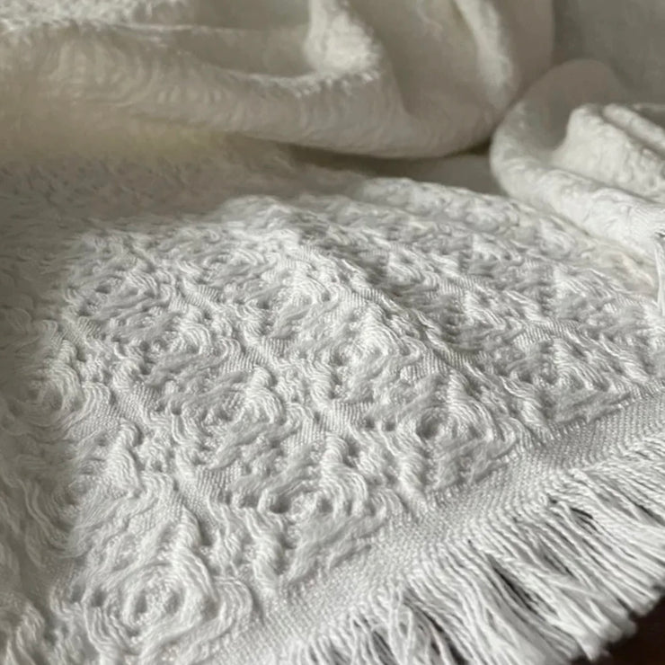 Anaya Home Blissful Bamboo White Jacquard Throw