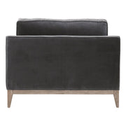 Essentials For Living Parker Post Modern Sofa Chair ~ Dark Dove Velvet With Natural Gray Oak