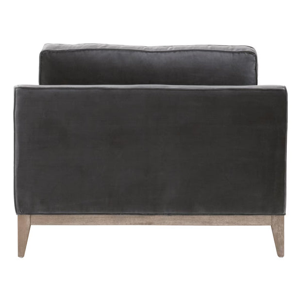 Essentials For Living Parker Post Modern Sofa Chair ~ Dark Dove Velvet With Natural Gray Oak