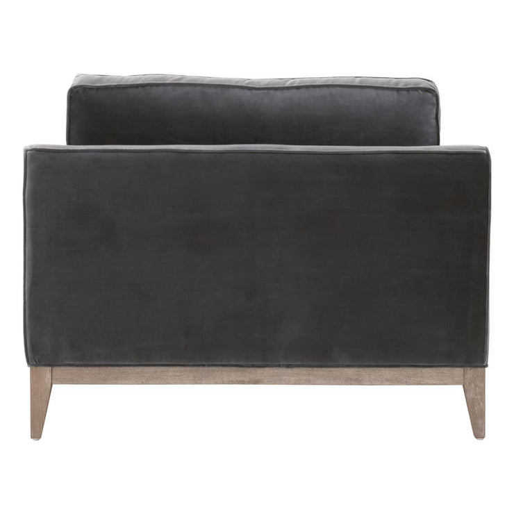 Essentials For Living Parker Post Modern Sofa Chair ~ Dark Dove Velvet With Natural Gray Oak