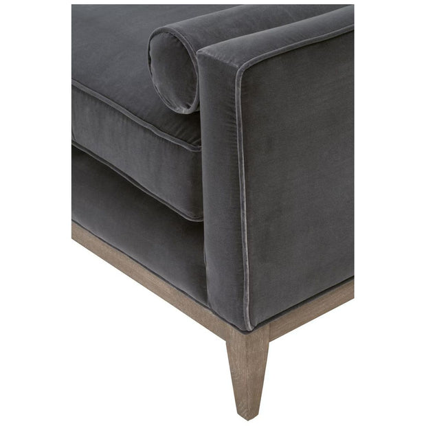 Essentials For Living Parker Post Modern Sofa Chair ~ Dark Dove Velvet With Natural Gray Oak