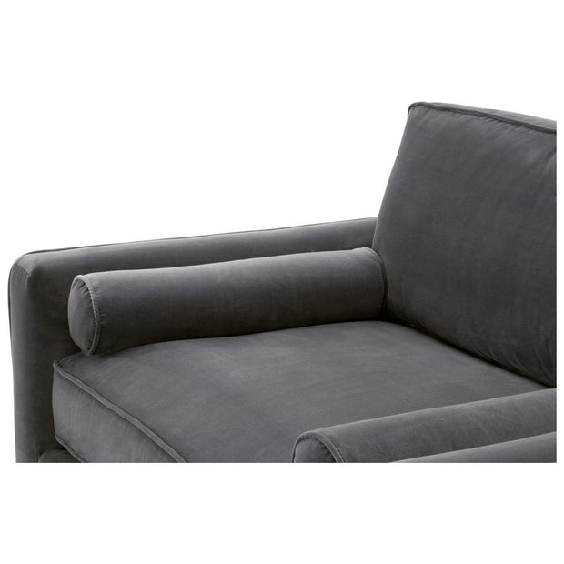 Essentials For Living Parker Post Modern Sofa Chair ~ Dark Dove Velvet With Natural Gray Oak