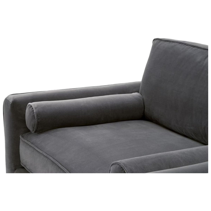 Essentials For Living Parker Post Modern Sofa Chair ~ Dark Dove Velvet With Natural Gray Oak