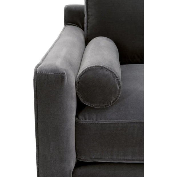 Essentials For Living Parker Post Modern Sofa Chair ~ Dark Dove Velvet With Natural Gray Oak