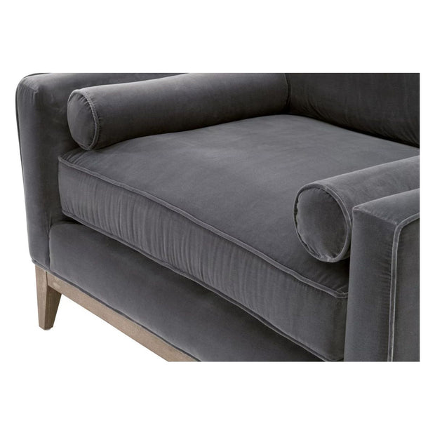 Essentials For Living Parker Post Modern Sofa Chair ~ Dark Dove Velvet With Natural Gray Oak