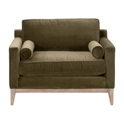 Essentials For Living Parker Post Modern Sofa Chair ~ Olive Velvet With Natural Gray Oak