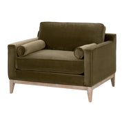 Essentials For Living Parker Post Modern Sofa Chair ~ Olive Velvet With Natural Gray Oak
