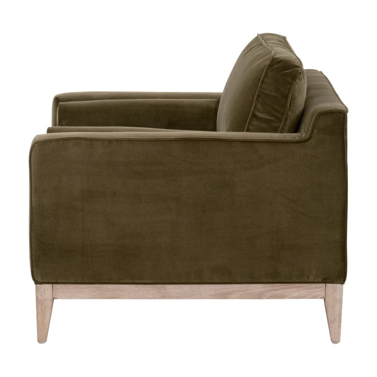 Essentials For Living Parker Post Modern Sofa Chair ~ Olive Velvet With Natural Gray Oak