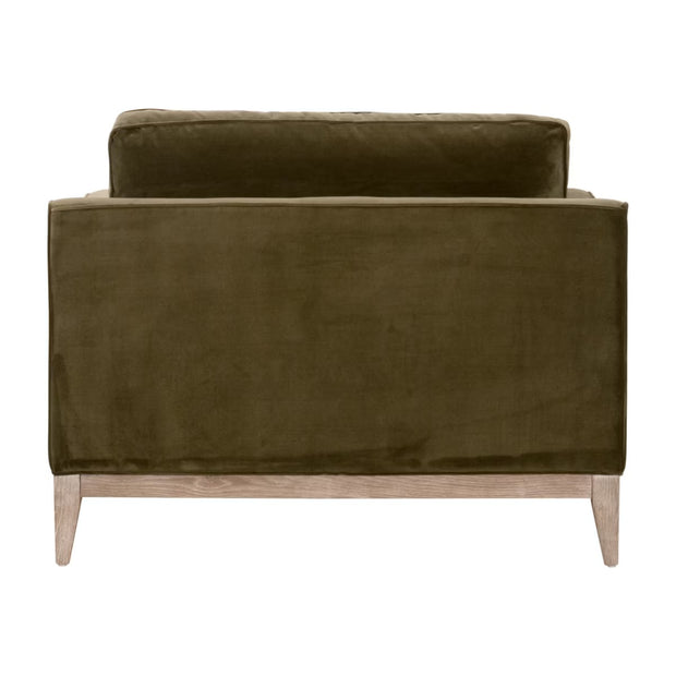 Essentials For Living Parker Post Modern Sofa Chair ~ Olive Velvet With Natural Gray Oak