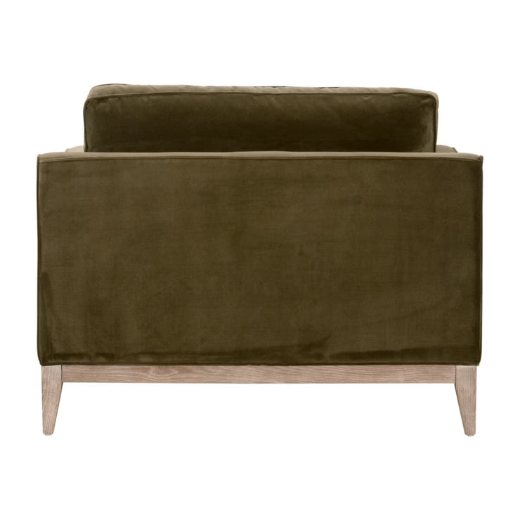Essentials For Living Parker Post Modern Sofa Chair ~ Olive Velvet With Natural Gray Oak