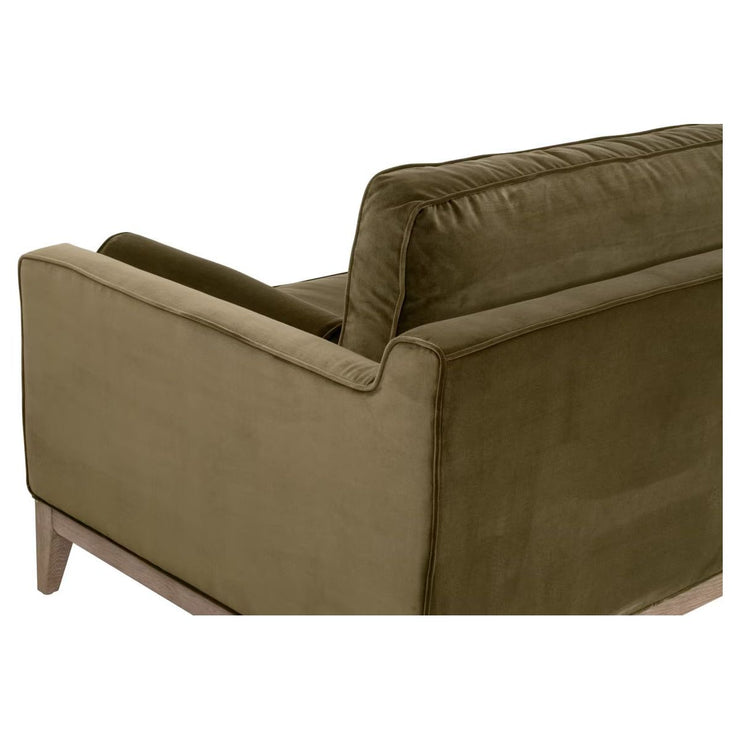 Essentials For Living Parker Post Modern Sofa Chair ~ Olive Velvet With Natural Gray Oak
