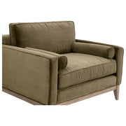 Essentials For Living Parker Post Modern Sofa Chair ~ Olive Velvet With Natural Gray Oak