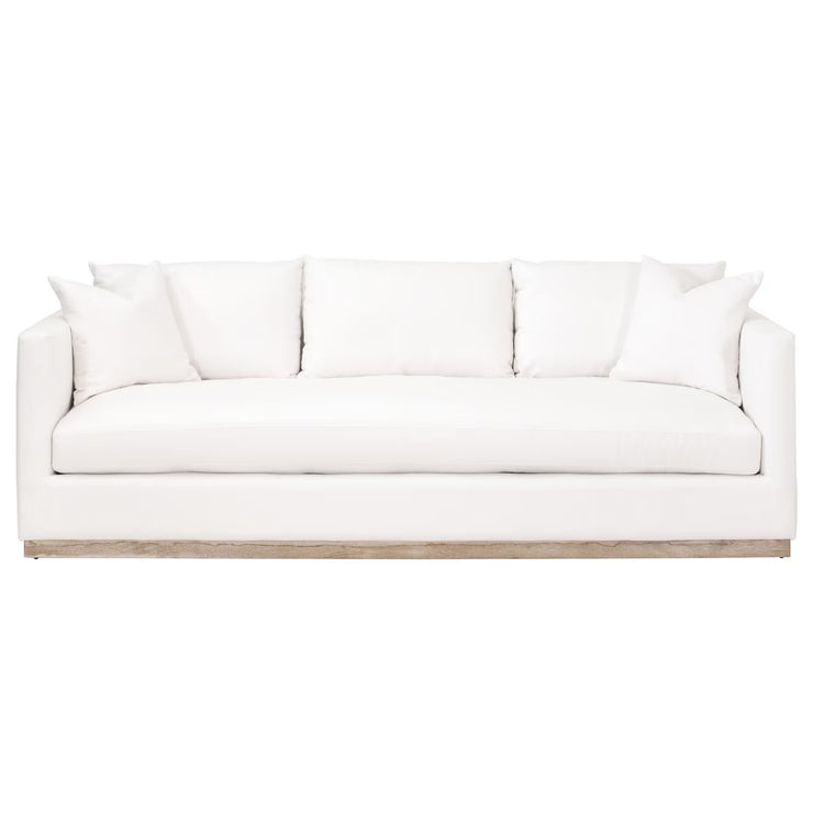 Essentials For Living Siena 96” Plinth Base Sofa ~ LiveSmart Machale-Ivory With Natural Gray Oak