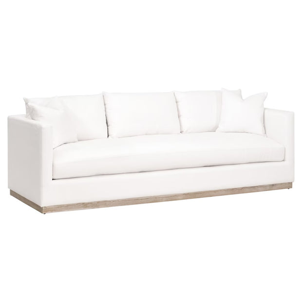 Essentials For Living Siena 96” Plinth Base Sofa ~ LiveSmart Machale-Ivory With Natural Gray Oak