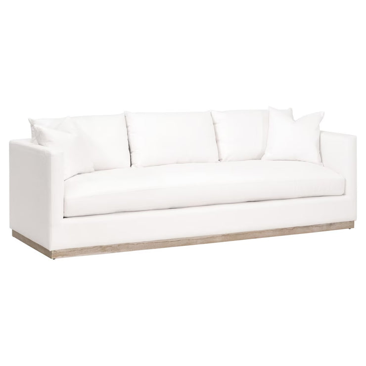 Essentials For Living Siena 96” Plinth Base Sofa ~ LiveSmart Machale-Ivory With Natural Gray Oak