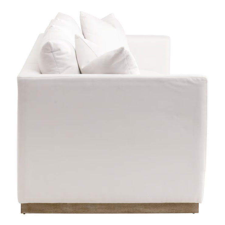 Essentials For Living Siena 96” Plinth Base Sofa ~ LiveSmart Machale-Ivory With Natural Gray Oak