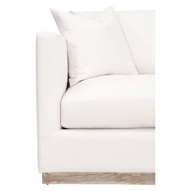 Essentials For Living Siena 96” Plinth Base Sofa ~ LiveSmart Machale-Ivory With Natural Gray Oak