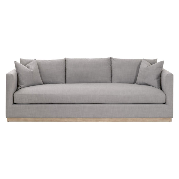 Essentials For Living Siena 96” Plinth Base Sofa ~ LiveSmart Paulston-Steel With Natural Gray Oak