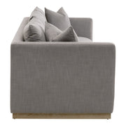 Essentials For Living Siena 96” Plinth Base Sofa ~ LiveSmart Paulston-Steel With Natural Gray Oak