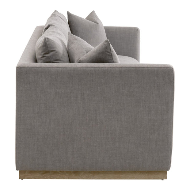Essentials For Living Siena 96” Plinth Base Sofa ~ LiveSmart Paulston-Steel With Natural Gray Oak