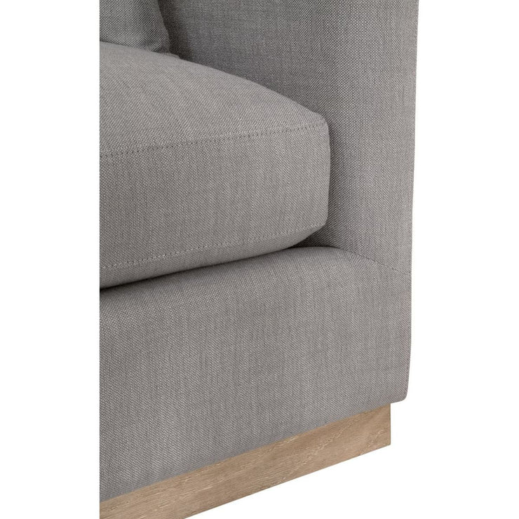 Essentials For Living Siena 96” Plinth Base Sofa ~ LiveSmart Paulston-Steel With Natural Gray Oak