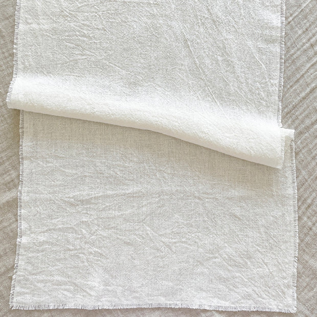 Anaya Home So Soft Linen White Table Runner