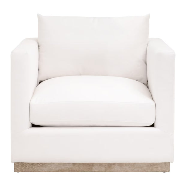Essentials For Living Siena Plinth Base Sofa Chair ~ LiveSmart Machale-Ivory With Natural Gray Oak