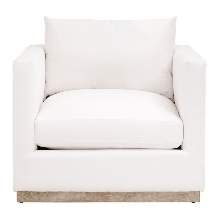 Essentials For Living Siena Plinth Base Sofa Chair ~ LiveSmart Machale-Ivory With Natural Gray Oak