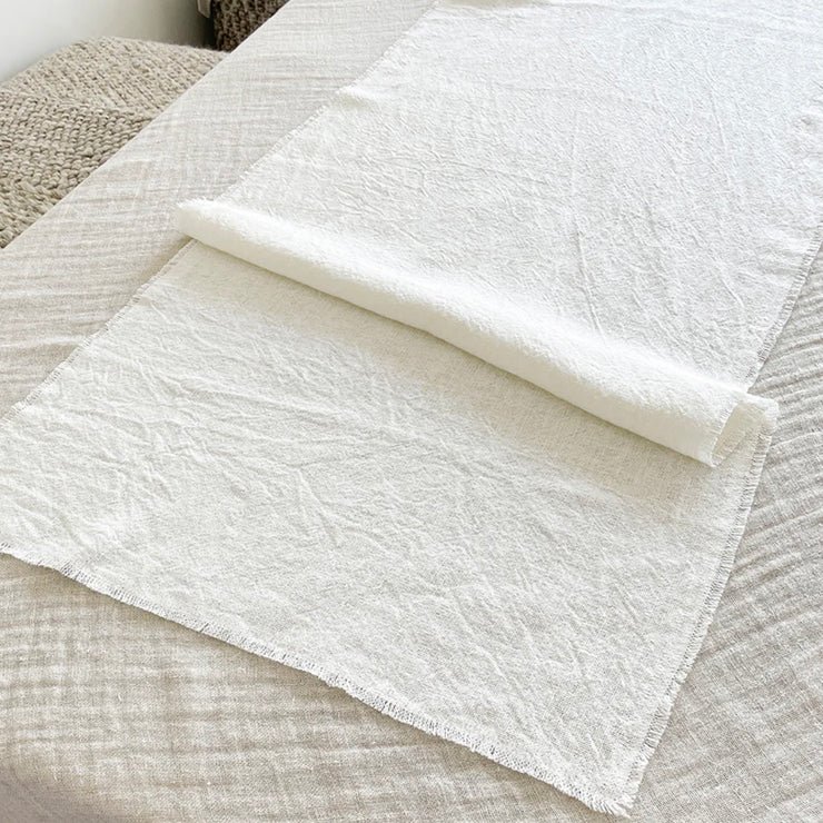 Anaya Home So Soft Linen White Table Runner