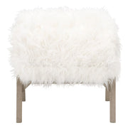 Essentials For Living Tibet Ottoman ~ White Fur With Smoke Gray Oak