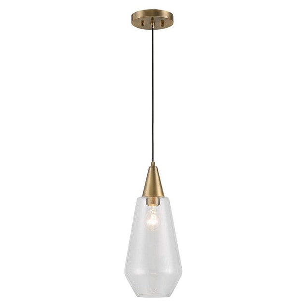 Uttermost Eichler Clear Glass with Antique Brass Accents Mini Pendant Light