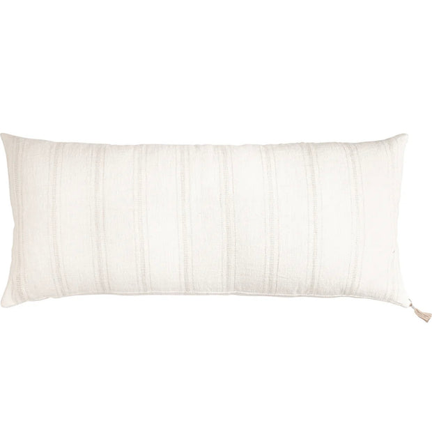 Anaya Home So Soft Linen White With Beige Stripes Pillow 13x30 With Down Insert