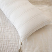 Anaya Home So Soft Linen White With Beige Stripes Pillow 13x30 With Down Insert