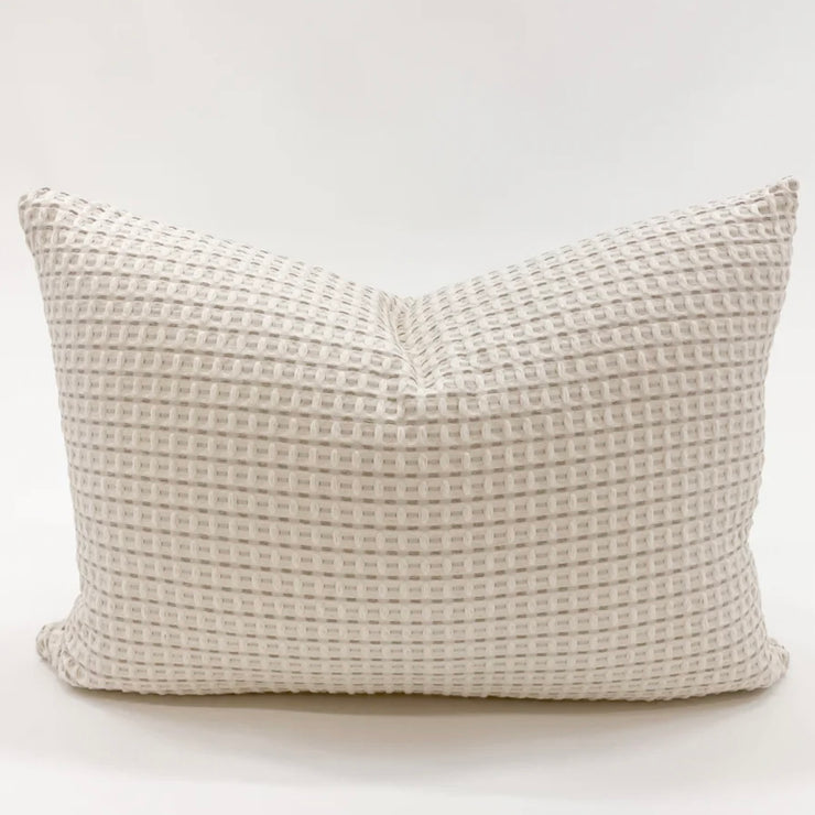 Anaya Home Cool Cotton Beige Waffle Weave Pillow 14x20 With Down Insert