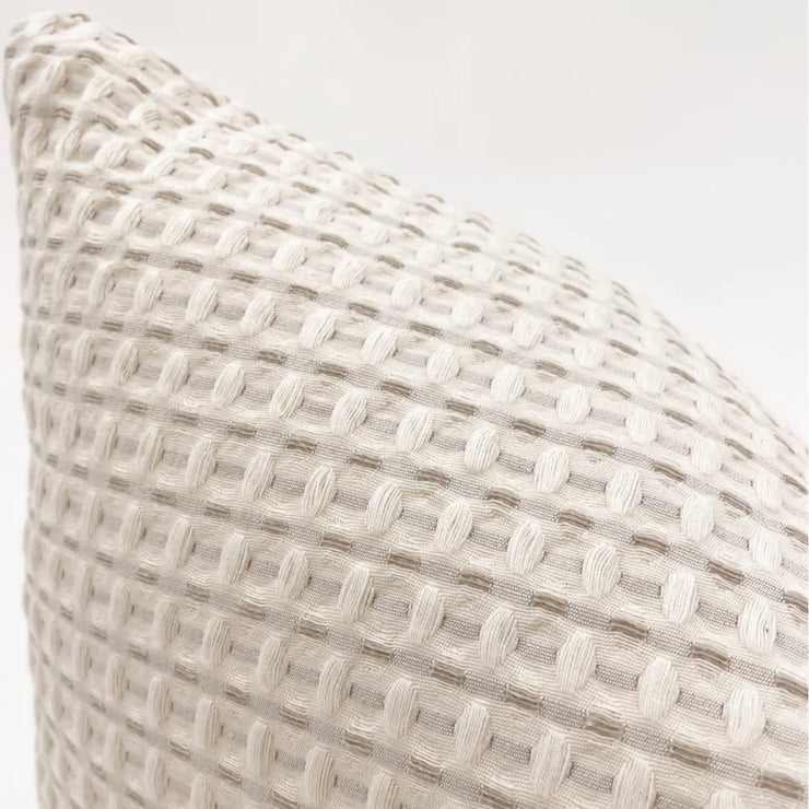 Anaya Home Cool Cotton Beige Waffle Weave Pillow 14x20 With Down Insert