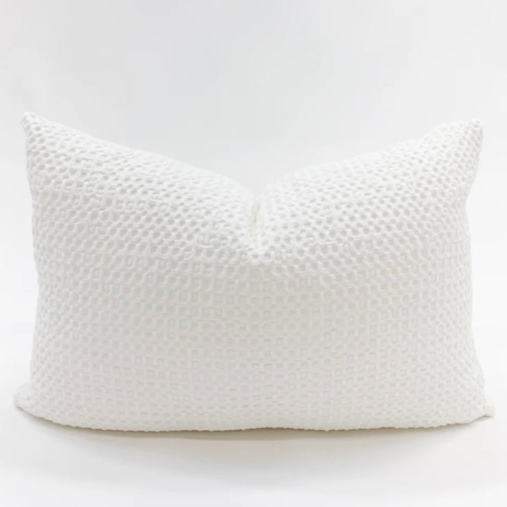 Anaya Home Cool Cotton White Waffle Weave Pillow 14x20 With Down Insert