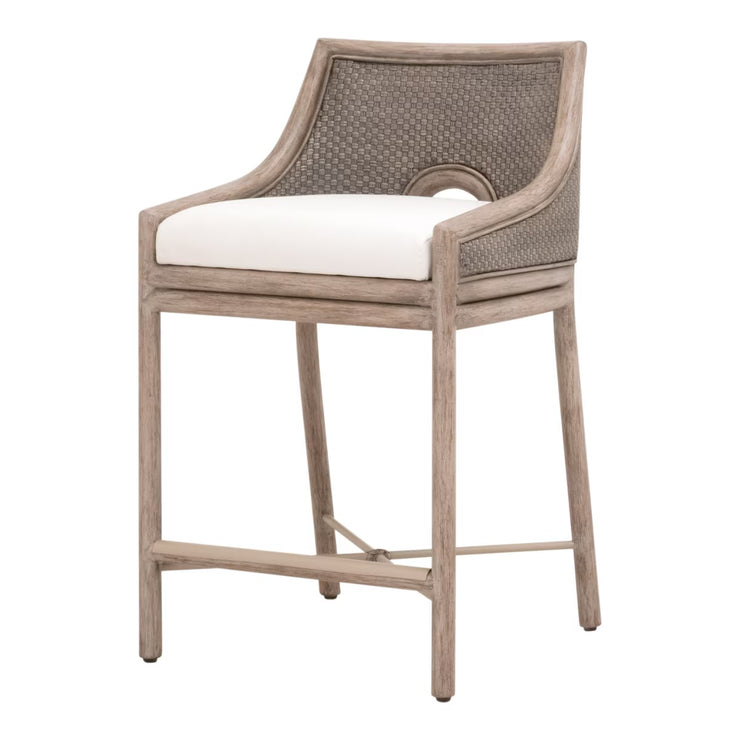 Essentials For Living Adamo Counter Stool ~ French Gray Cabana Loom, LiveSmart Peyton-Pearl With French Gray Mahogany Frame