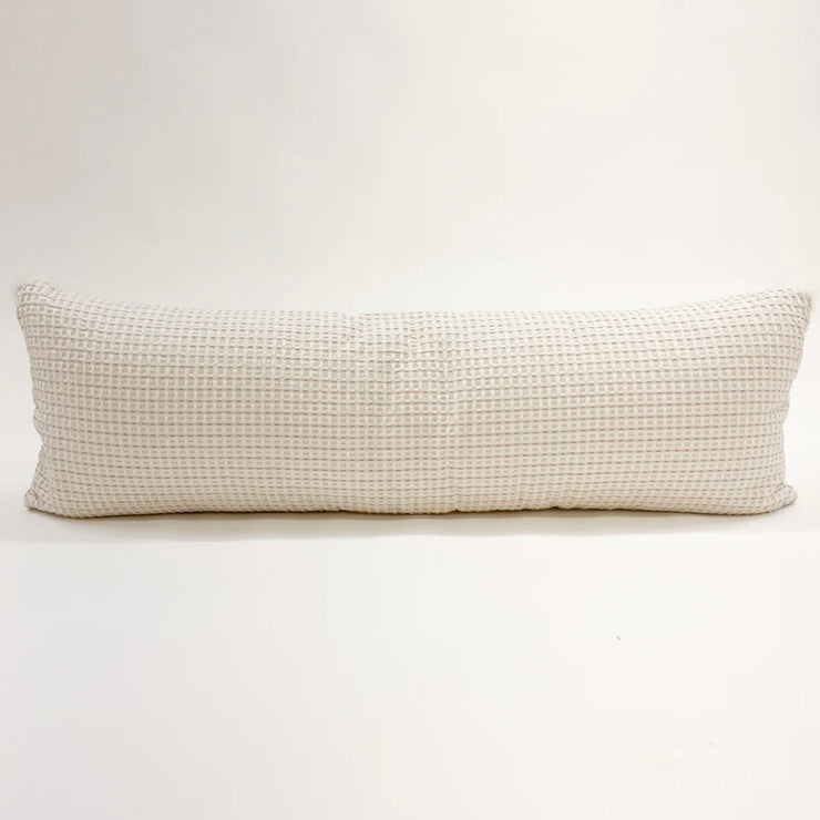 Anaya Home Cool Cotton Beige Waffle Weave Pillow 14x40 With Down Insert