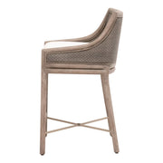 Essentials For Living Adamo Counter Stool ~ French Gray Cabana Loom, LiveSmart Peyton-Pearl With French Gray Mahogany Frame