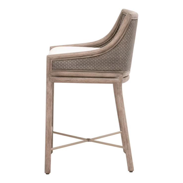 Essentials For Living Adamo Counter Stool ~ French Gray Cabana Loom, LiveSmart Peyton-Pearl With French Gray Mahogany Frame