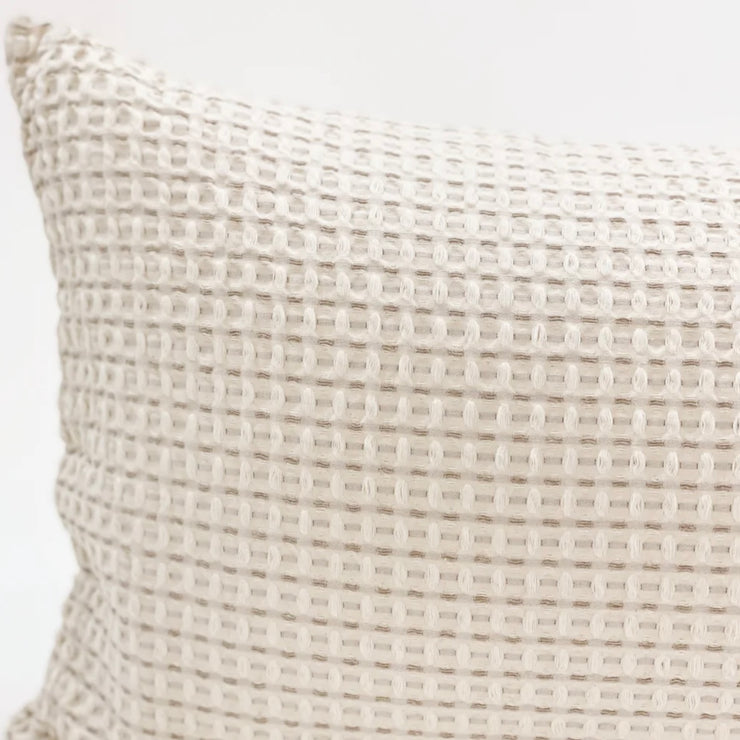 Anaya Home Cool Cotton Beige Waffle Weave Pillow 14x40 With Down Insert