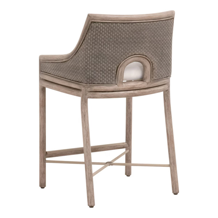Essentials For Living Adamo Counter Stool ~ French Gray Cabana Loom, LiveSmart Peyton-Pearl With French Gray Mahogany Frame