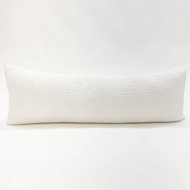 Anaya Home Cool Cotton White Waffle Weave Pillow 14x40 With Down Insert
