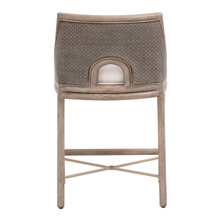 Essentials For Living Adamo Counter Stool ~ French Gray Cabana Loom, LiveSmart Peyton-Pearl With French Gray Mahogany Frame