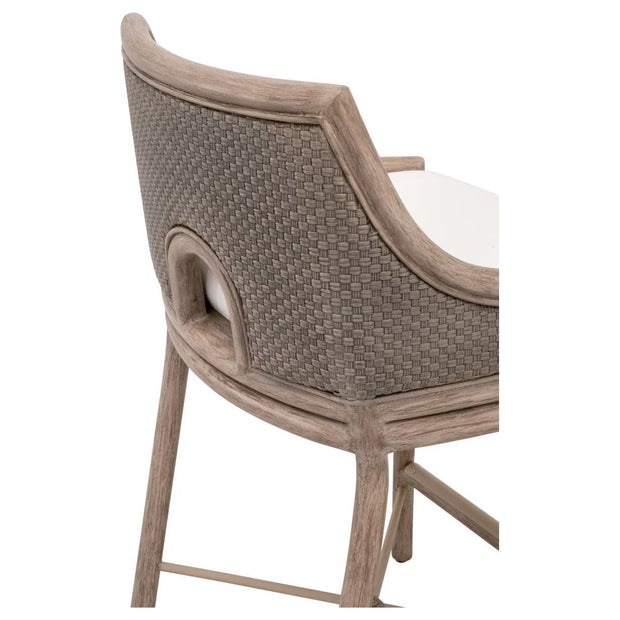 Essentials For Living Adamo Counter Stool ~ French Gray Cabana Loom, LiveSmart Peyton-Pearl With French Gray Mahogany Frame